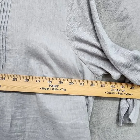 NWT J Jill Love Linen Shirt XL Pintuck Gray Popover Top Lagenlook Cottagecore - Picture 7 of 13